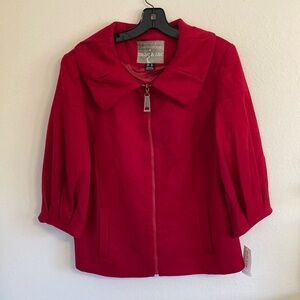 Mac & Jac Red 3/4 sleeve zip front jacket/coat